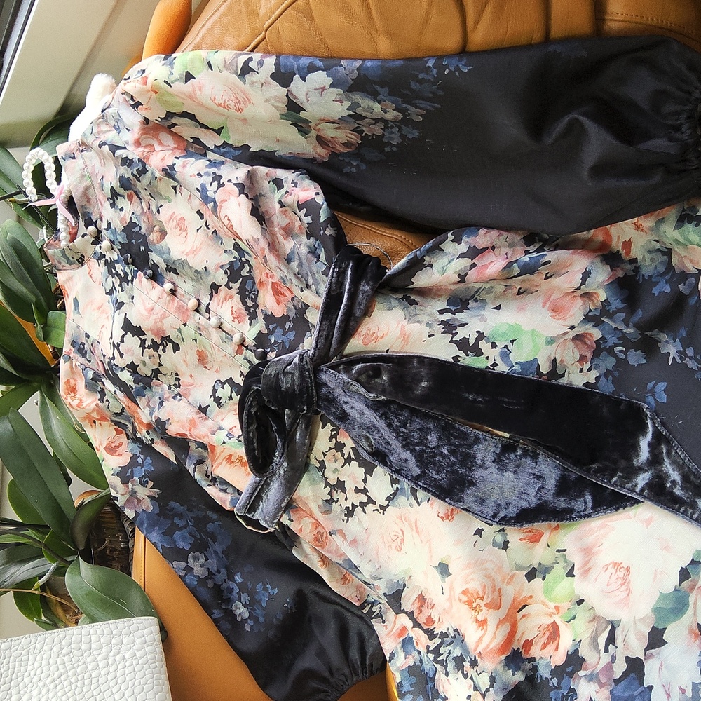 Floral Long Sleeve Dress with Belt